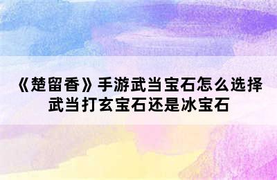 《楚留香》手游武当宝石怎么选择 武当打玄宝石还是冰宝石